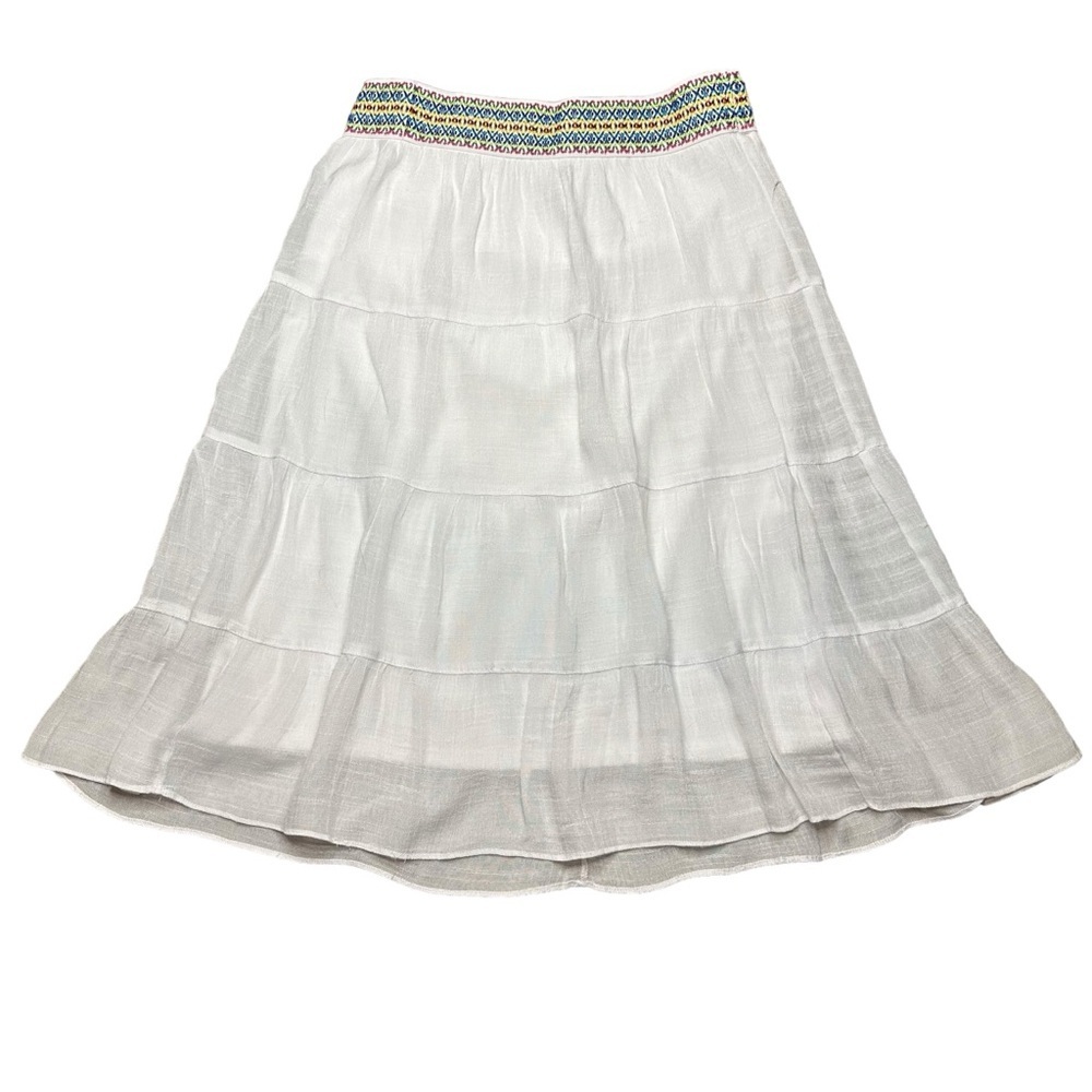 iZ Byer Girl Tiered Boho Midi Skirt - Multicolor Elastic Waist Band - Girls Sz L